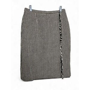 The Look Randolph Duke Black Cream Houndstooth Faux Wrap Skirt Size 10